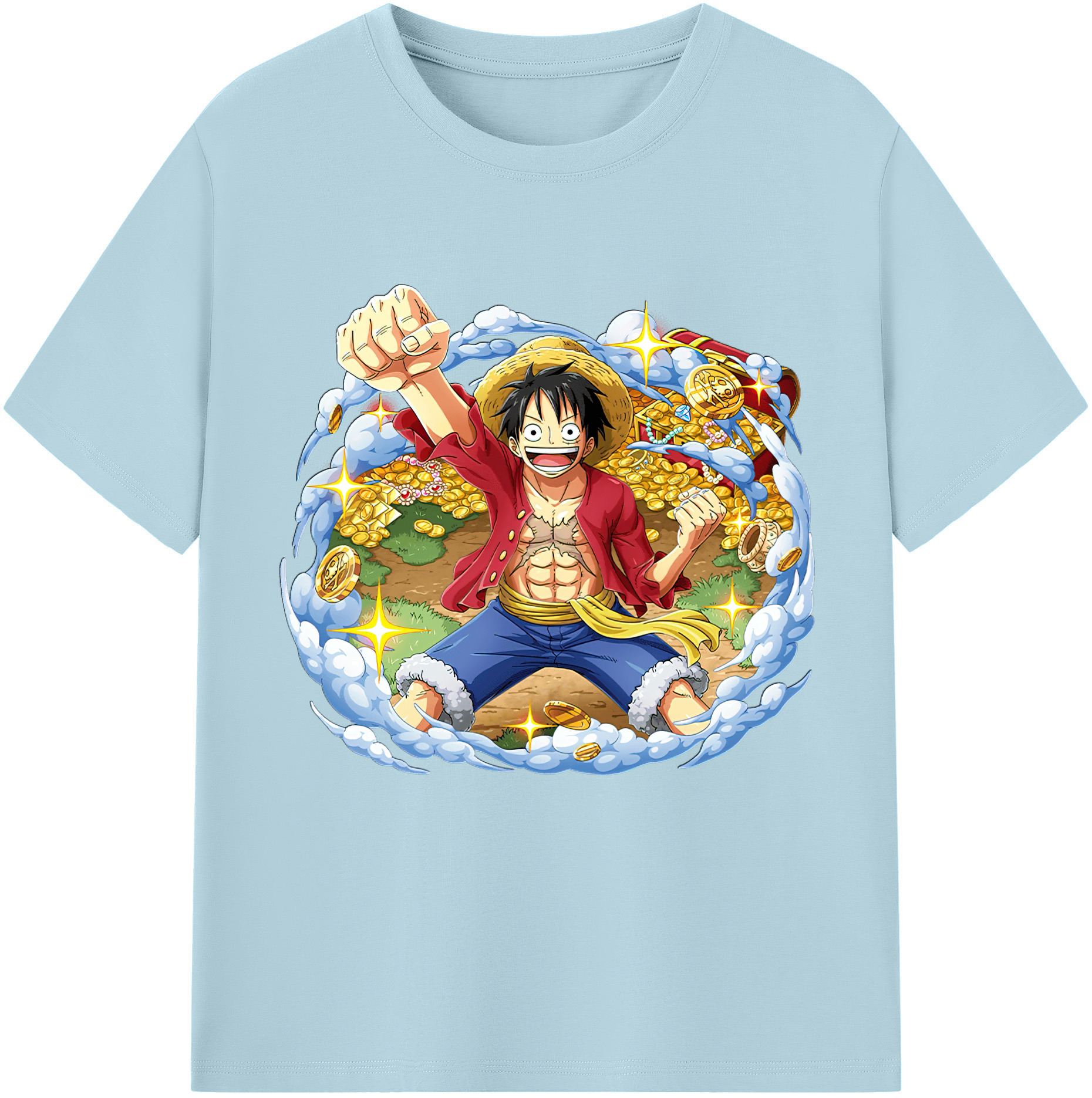 ワンピース モンキー・D・ルフィ ONE PIECE Monkey D. Luffy 綿100％半袖Tシャツ（フロントプリント）